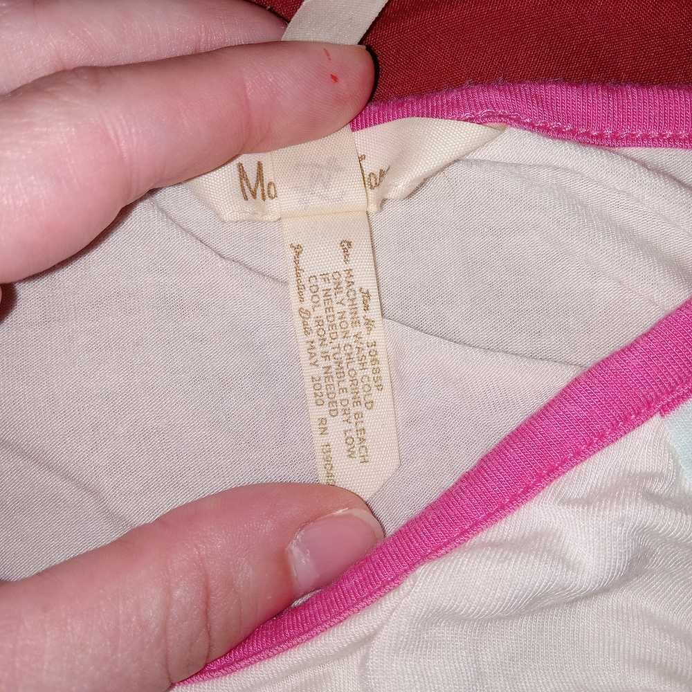 MATILDA JANE Anytime PJ Top Raglan Long Sleeve Stripe White Pink M Cozy EUC - Picture 6 of 9